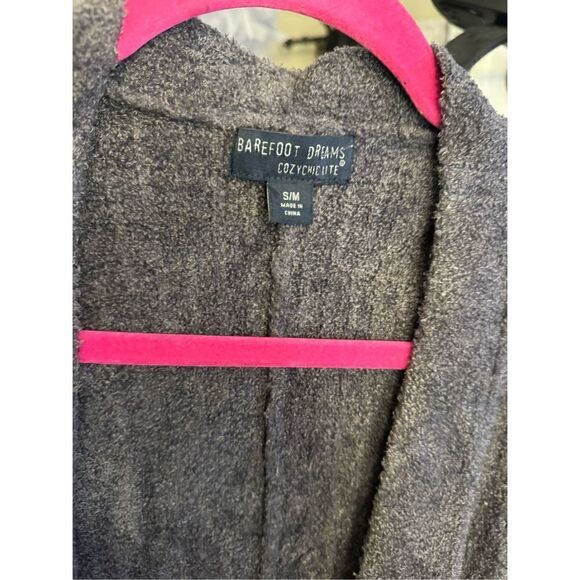 Barefoot dreams cozychic lite belted short sleeve robe s/m dark grey BDWCL1848 - Picture 3 of 8